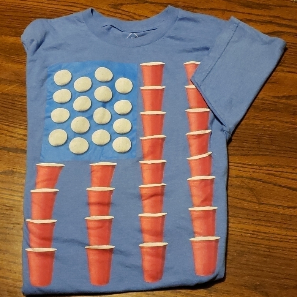 3/$20 Well Worn Beer Pong American Flag Shirt